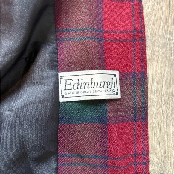 Vintage Edinburgh Plaid Double-Breasted Blazer Great Britain Sz 16 - Picture 5 of 6